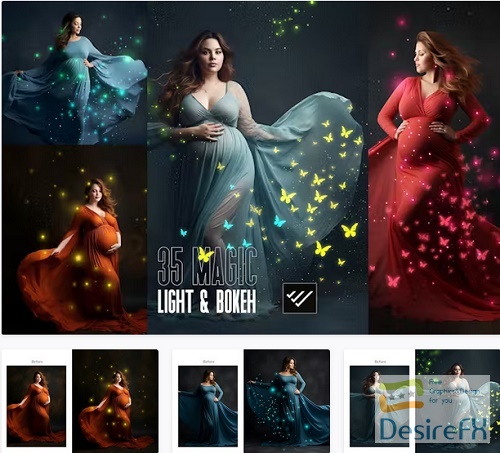 35 Magical light and Bokeh maternity overlays PNG - 6LDQF67