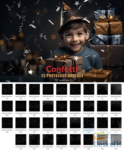 35 Photoshop Confetti brushes, Wedding confetti - P8KBPHB