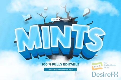 3D Blue Mints Vector Text Effect - PL5TKX9