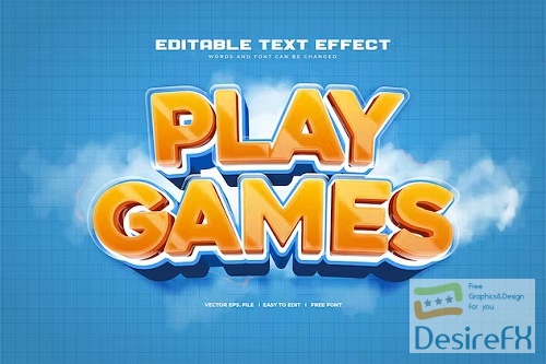 3D Play Games Vector Text Effect - YWBKNCG