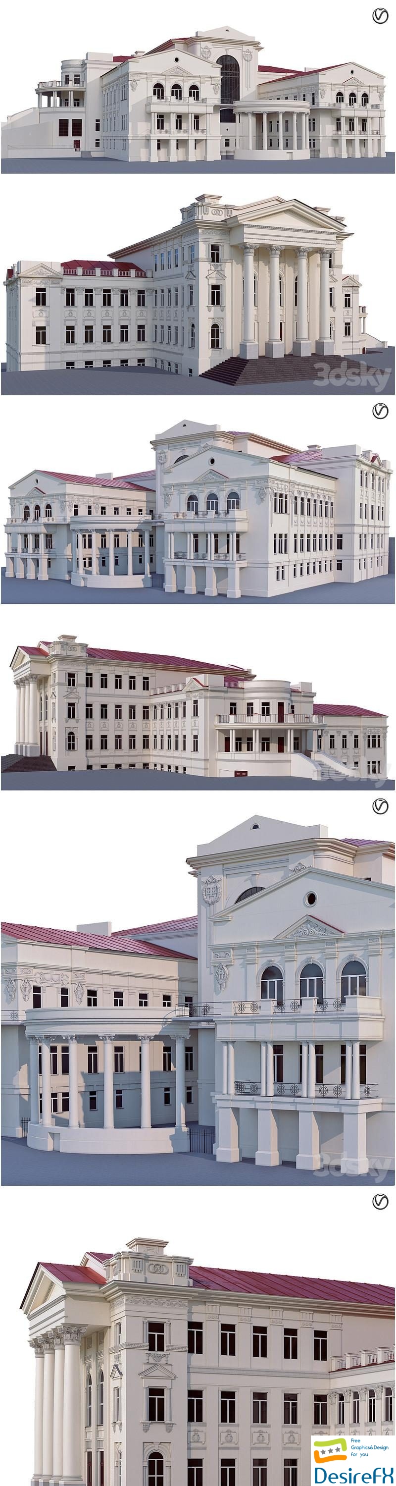 Administrative city building 3D Model