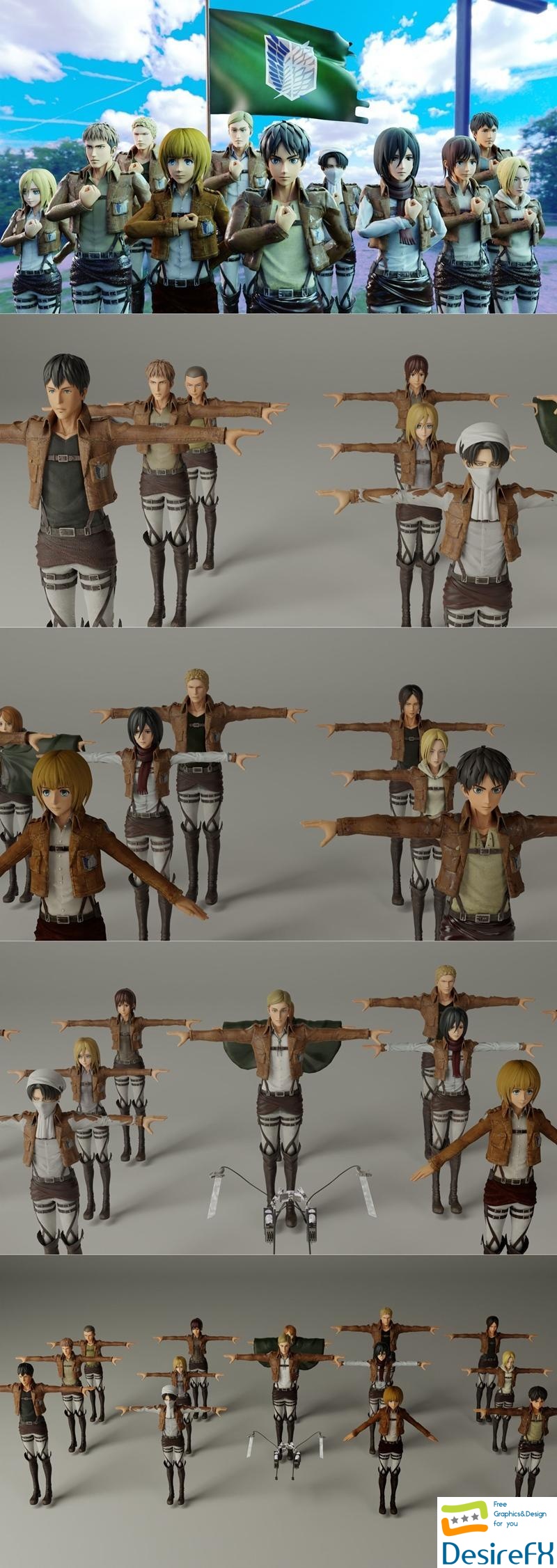 All Attack on Titan Characters 3D Print