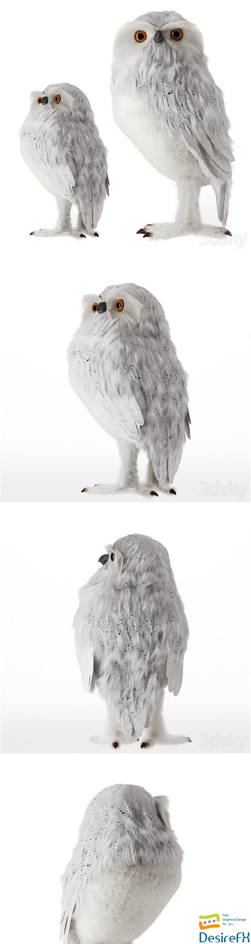 Artificial White Owl 3D Model