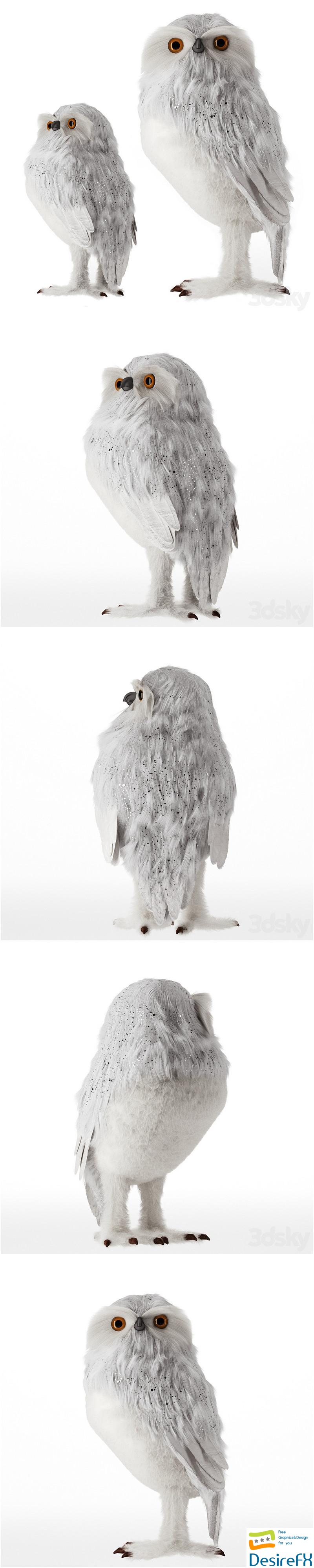 Artificial White Owl 3D Model