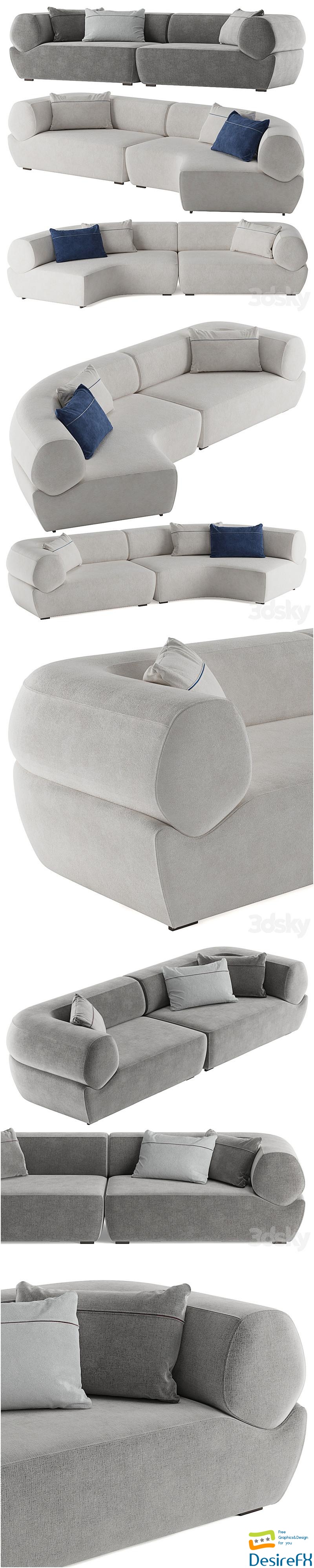 Download B&B italia Naviglio sofa 3D Model - DesireFX.COM