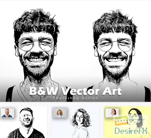 Black And White Vector Art Photoshop Action - ZXFC6YC