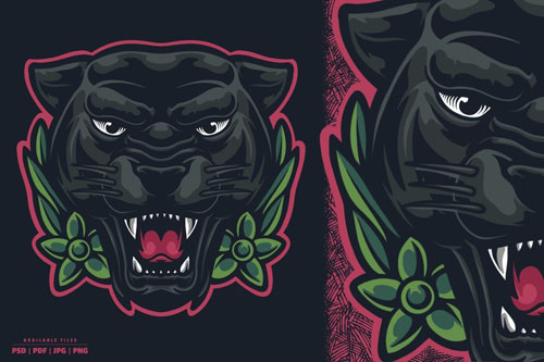 Black Panther Head Illustration