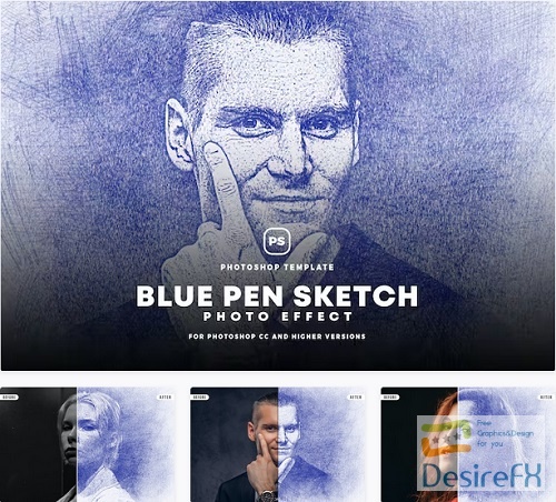 Blue Pen Sketch Effect - BQQ6ECY
