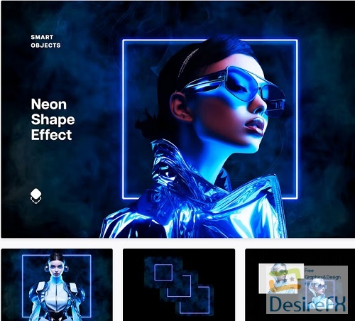 Blue Shape Neon Effect - 91973052