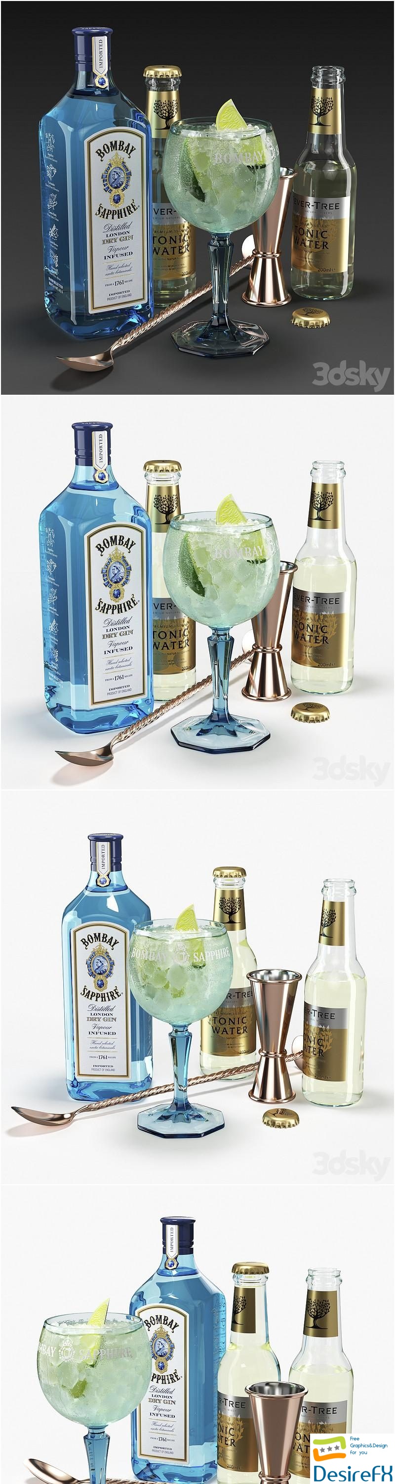 Bombay Sapphire Cocktail Set 3D Model