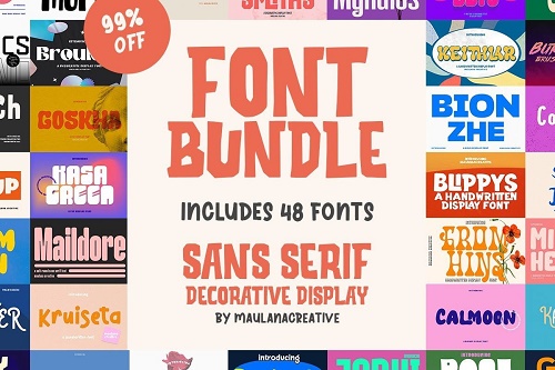 Bundle - Sans Serif Display Font - 48 Premium Fonts
