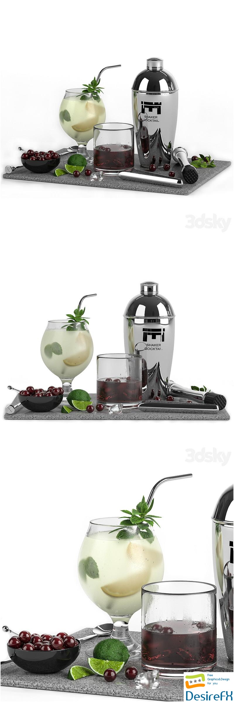Cocktail Decor set 3D Model