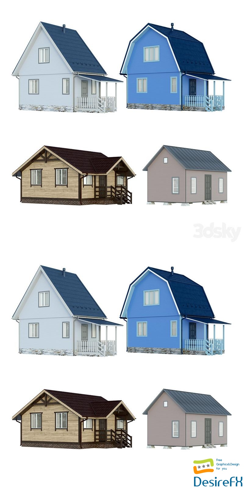 Country houses. five 3D Model