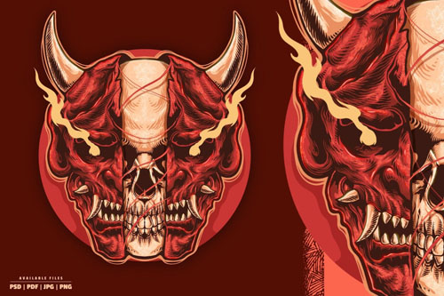 Devil Skull Illustration