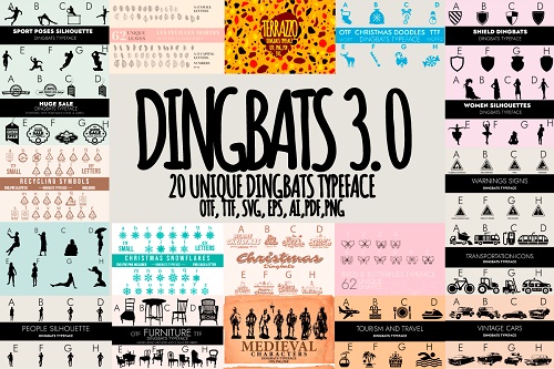 Dingbats 3.0 Font Bundle - 20 Premium Fonts