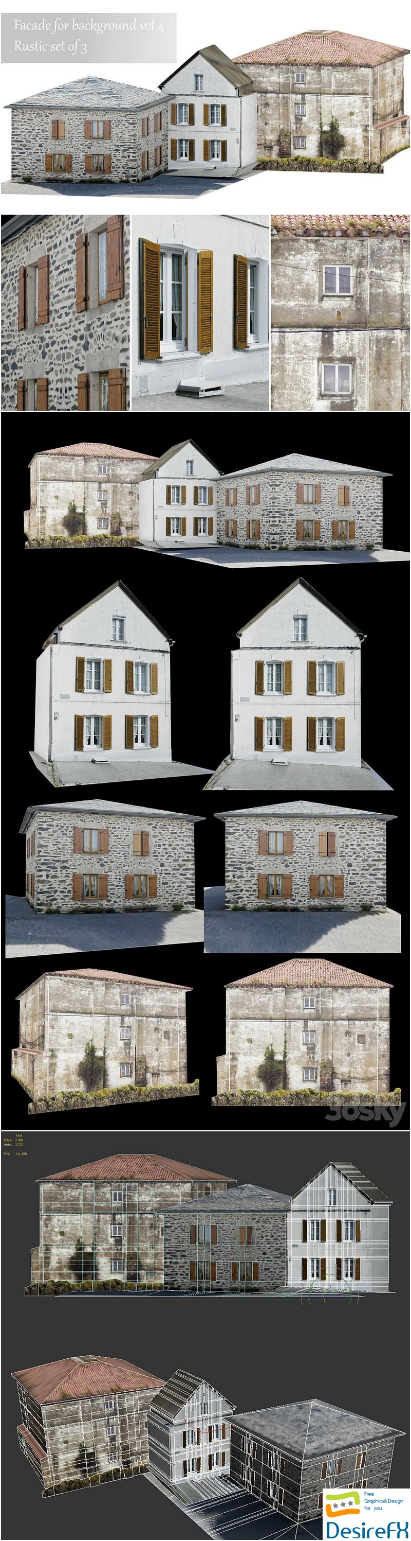 Facade for the background vol.4 Picturesque village 1 3D Model