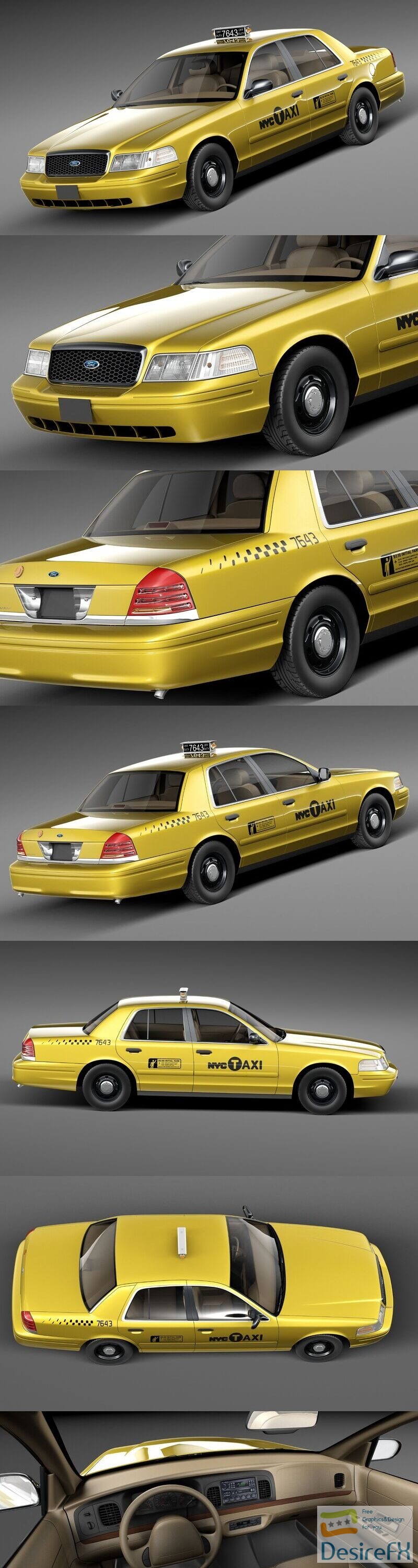 Ford Crown Victoria New York Taxi 1998-2011 3D Model