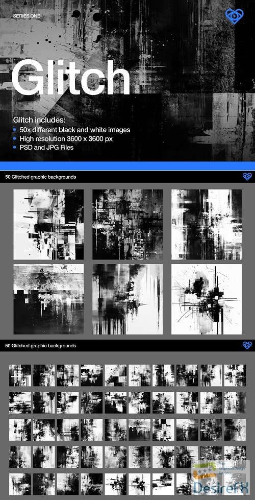 Glitched - 50 Black & White Textures - 91952577