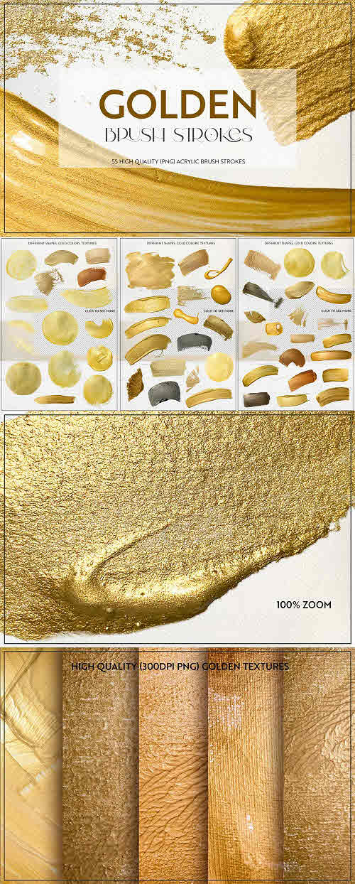 Golden | Acrylic Brush Strokes - 6003677