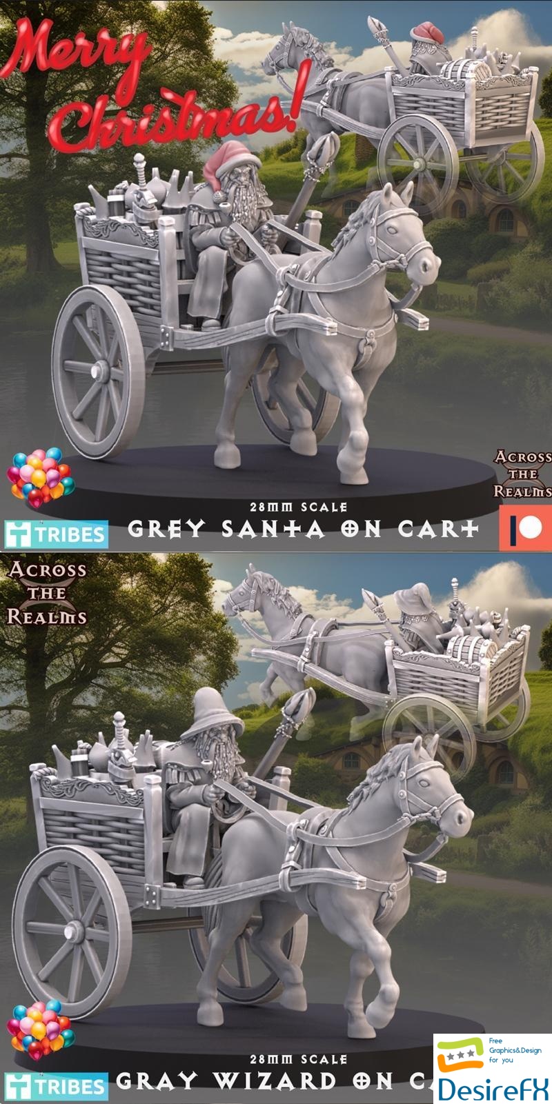 Grey Wizard on Cart 3D Print