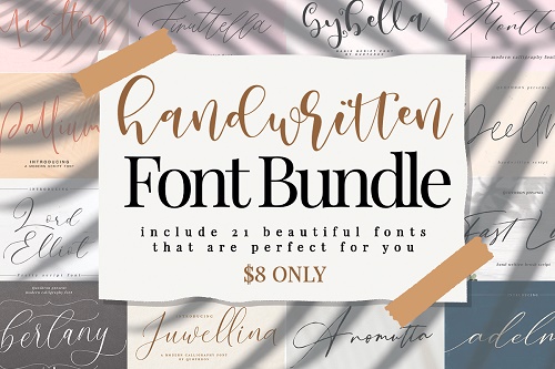 Handwritten Font Bundle -  21 Premium Fonts