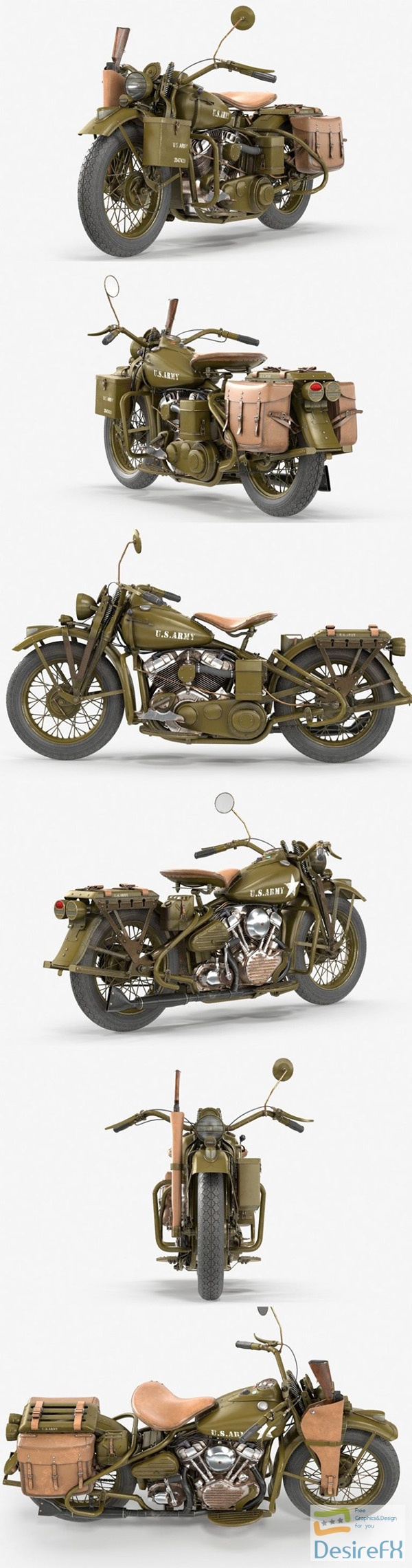 Harley Davidson WLA 1942 3D Model