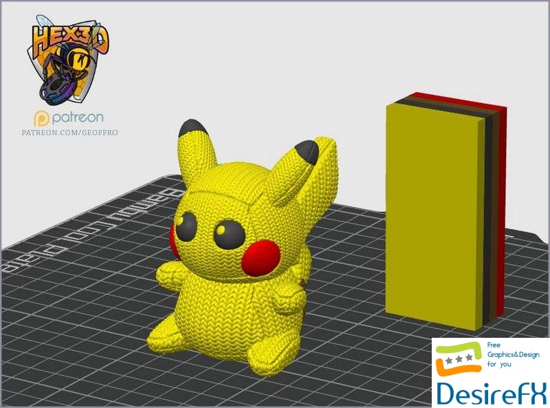 Hex3D - Knitted Pikachu - 3D Print