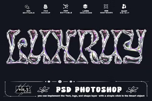 Luxury Holographic Style Text Effect PSD Template - BQPFU86