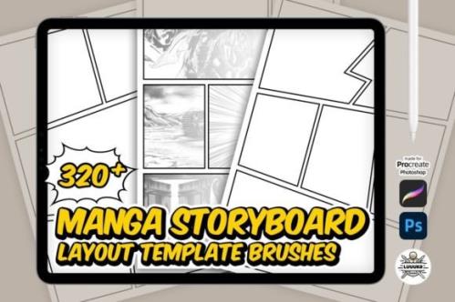 Manga Storyboard Layout Brushset - 7462956