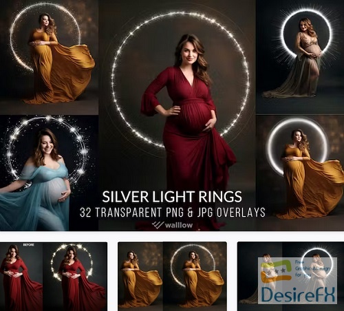 Maternity silver light ring overlays PNG and JPG - PMJ3HLZ