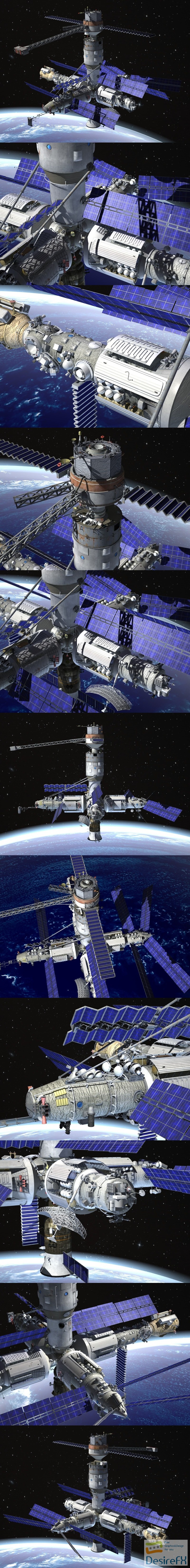 MIR Space Station Complex 3D Model