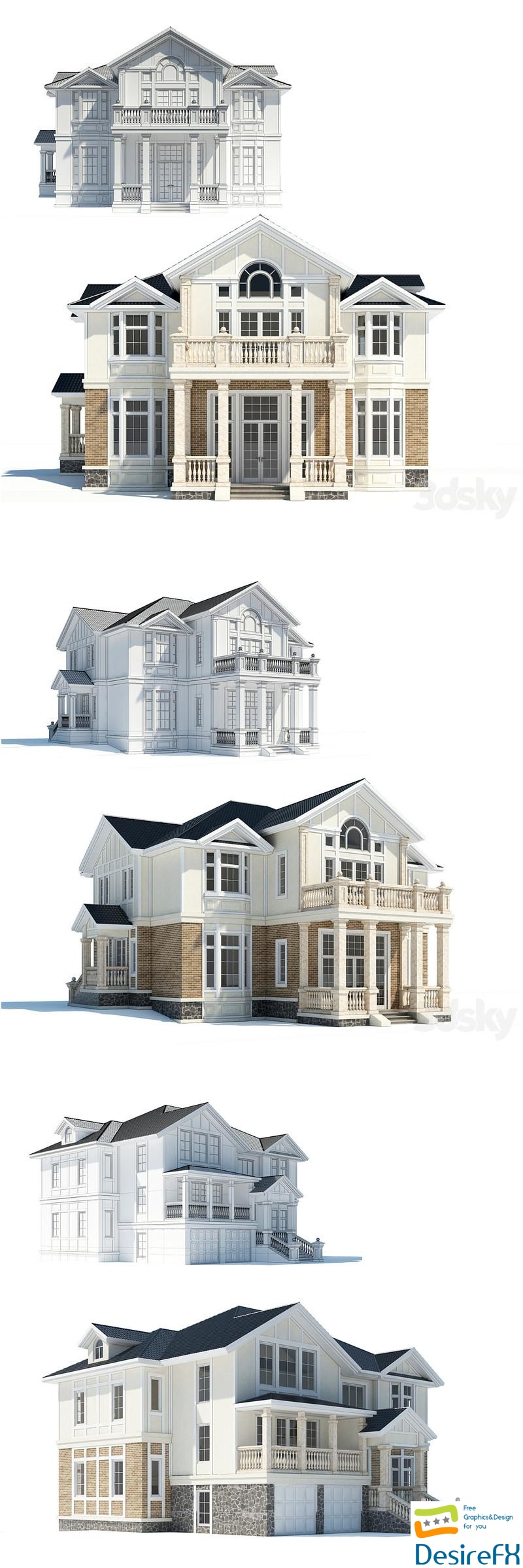 Modern one-storey cottage 3D Model