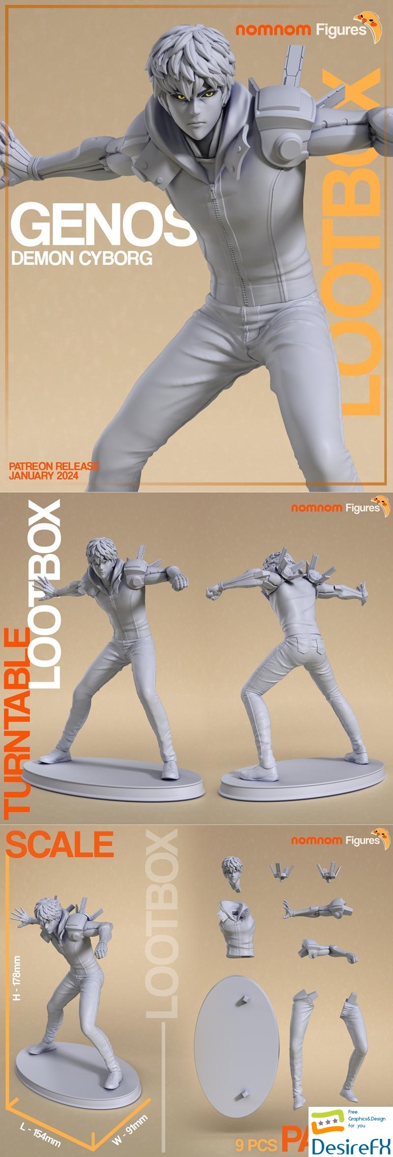 Nomnom Figures - Genos - One Punch Man 3D Print