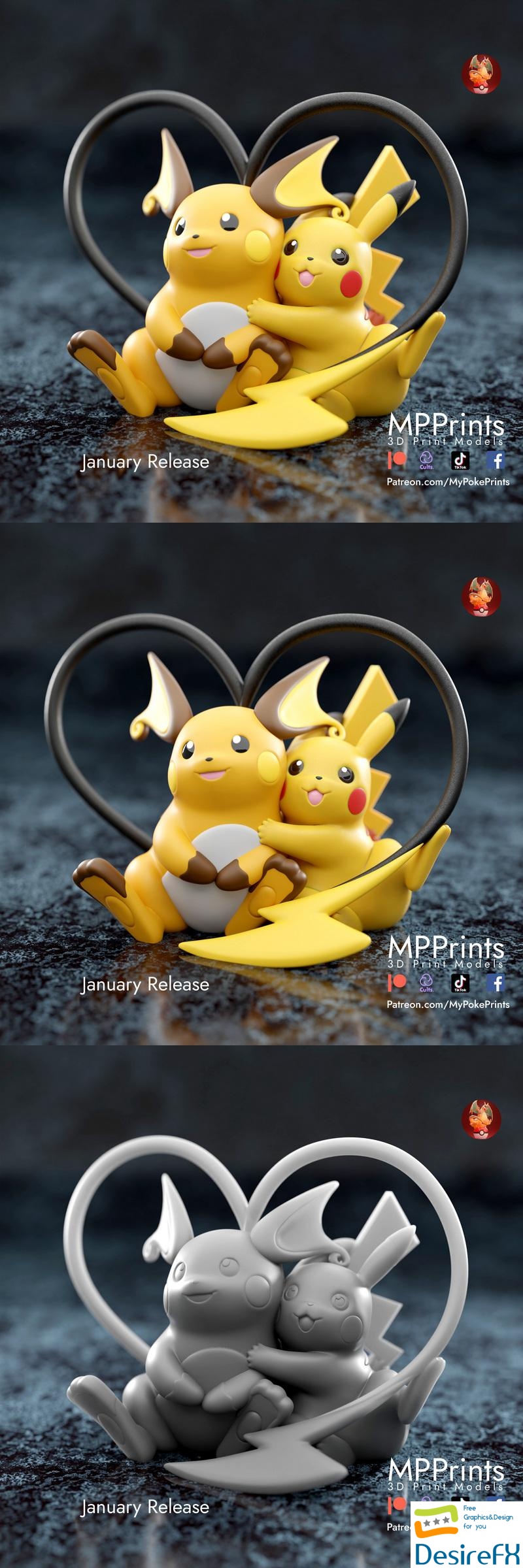 Pokemon - Raichu and Pikachu - 3D Print