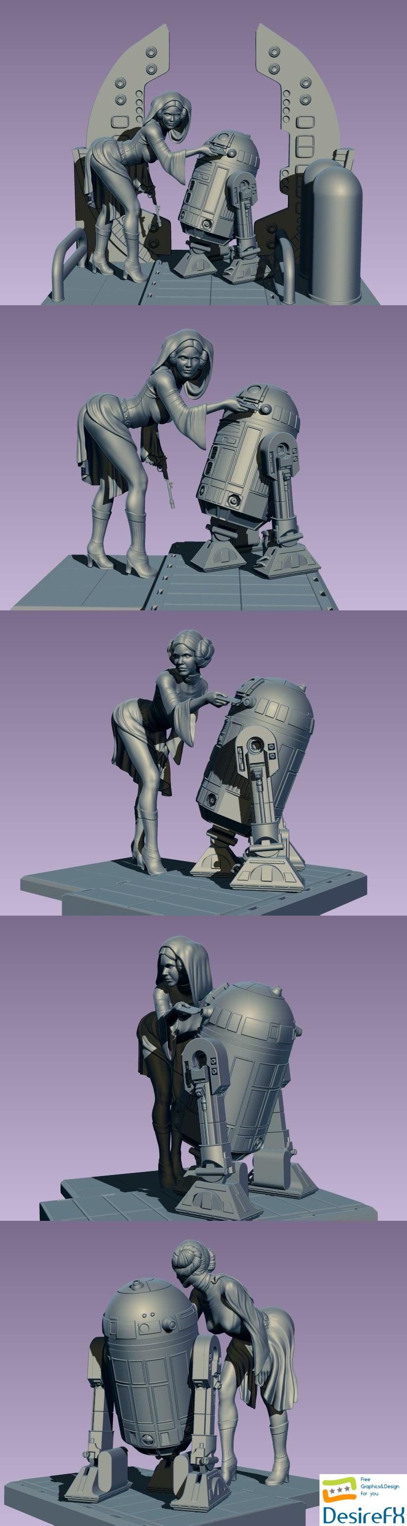 Princess Leia and R2D2 - 3D Print