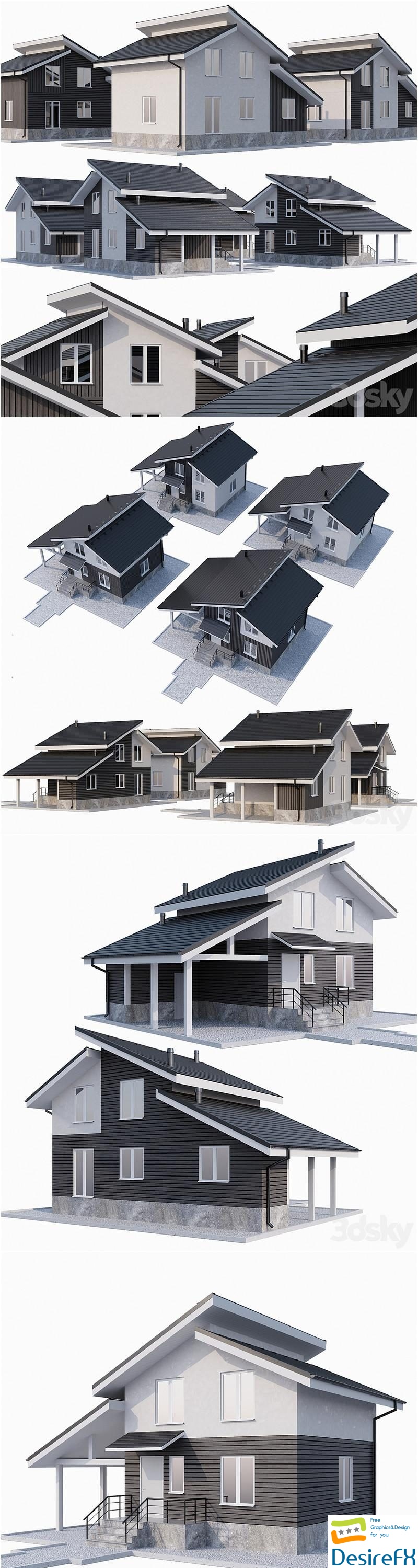 Private two-storey cottage 3D Model