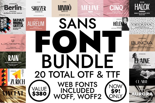 Sans Serif Font Bundle - 20 Premium Fonts