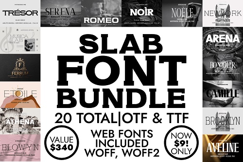 Slab Serif Font Bundle - 20 Premium Fonts