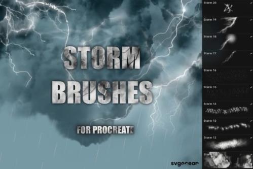 Storm and Lightning Procreate Brushes - 2166727