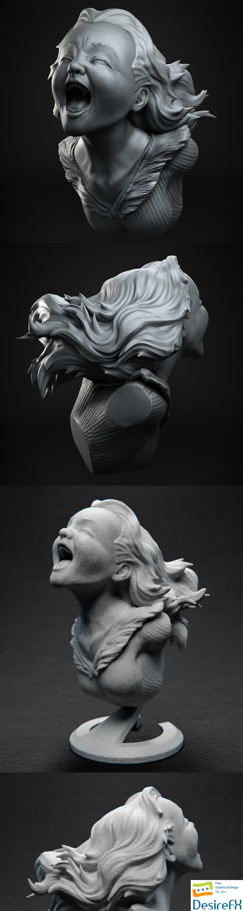 The Joyful Yell Bust - 3D Print