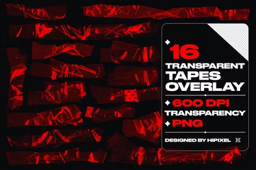 Transparent Plastic Red Tapes Overlay - K7LL9KR
