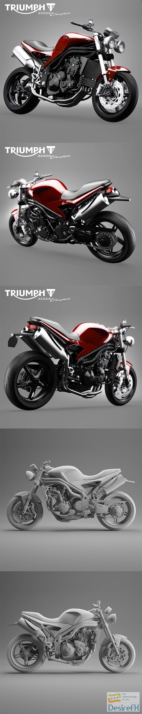 Triumph Speed ​​Triple motorcycle 3D Model