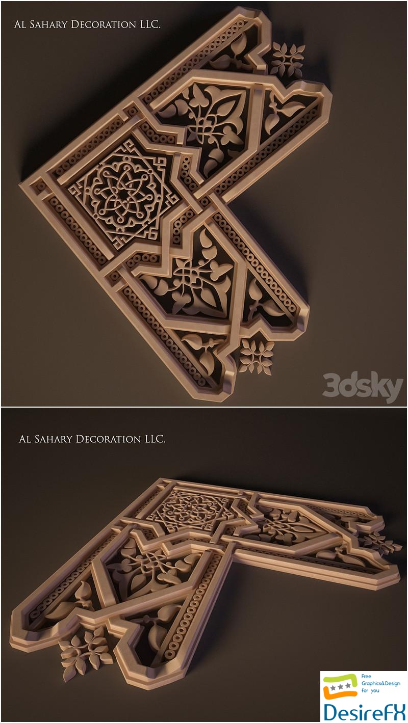 Arabic decor corner element 3D Model
