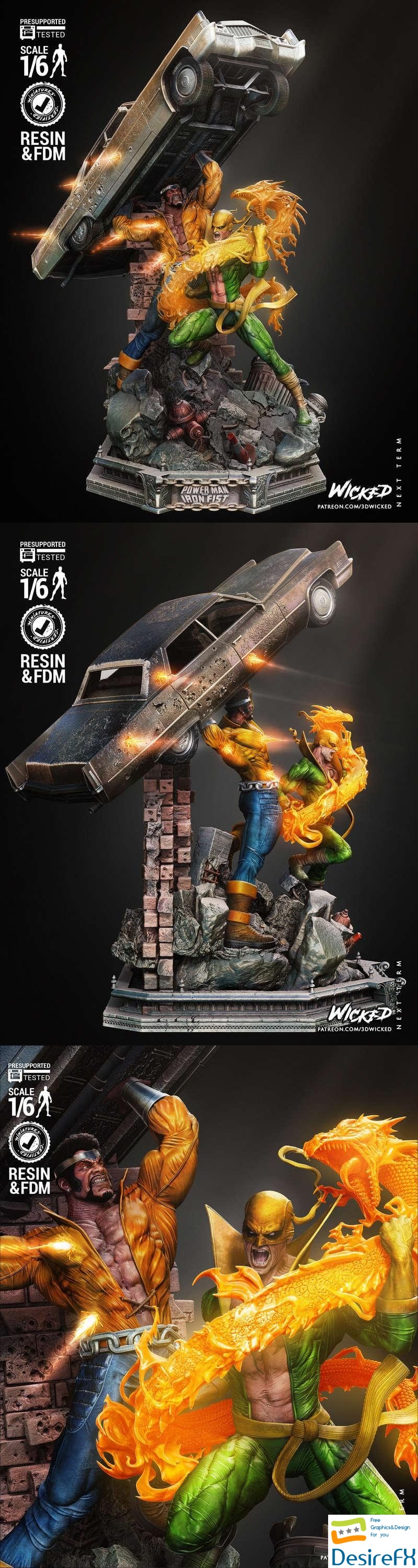 Wicked - Diorama Iron Fist and Luke Cage - 3D Print