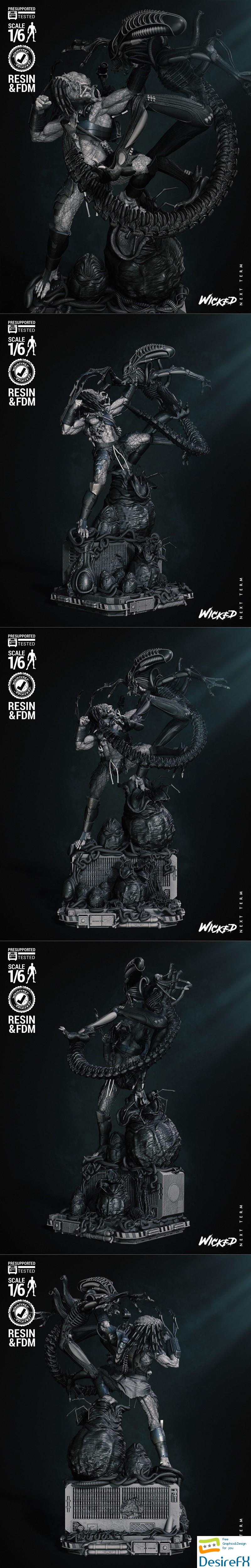 Wicked - Predator and Alien Diorama 3D Print