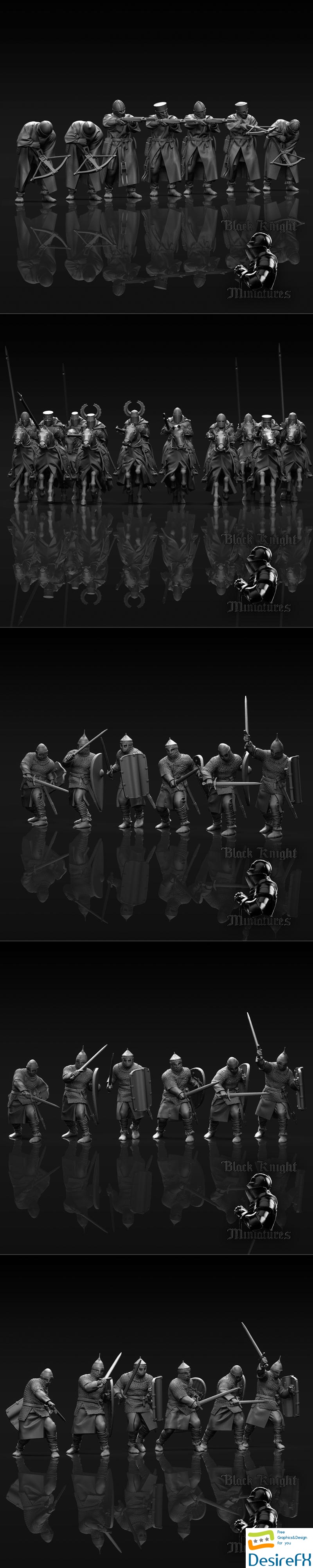 13th century Mounted Teutonic Knights - Teutonic Crossbowmen and Lithuanian Warriors 3D Print