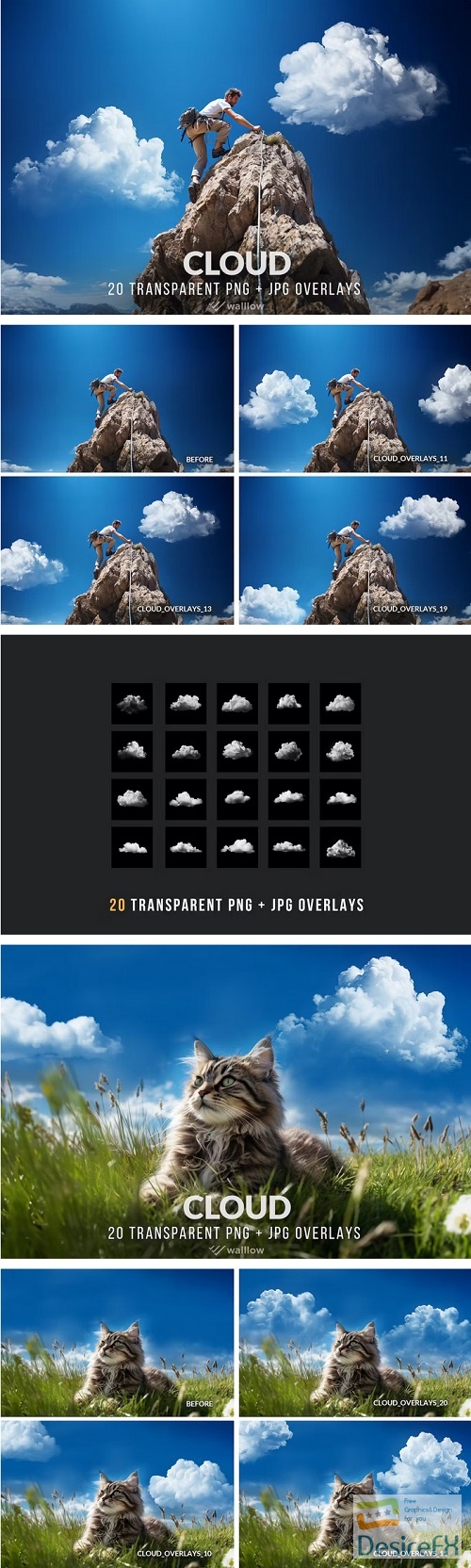 20 Realistic cloud PNG and JPG overlays - HAKMDLR