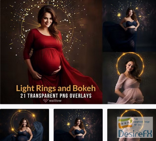 21 Maternity golden halo light ring overlays PNG - 84YM87T