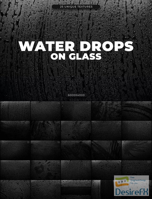 25 Water Drops on Glass Textures - EHTY9M7