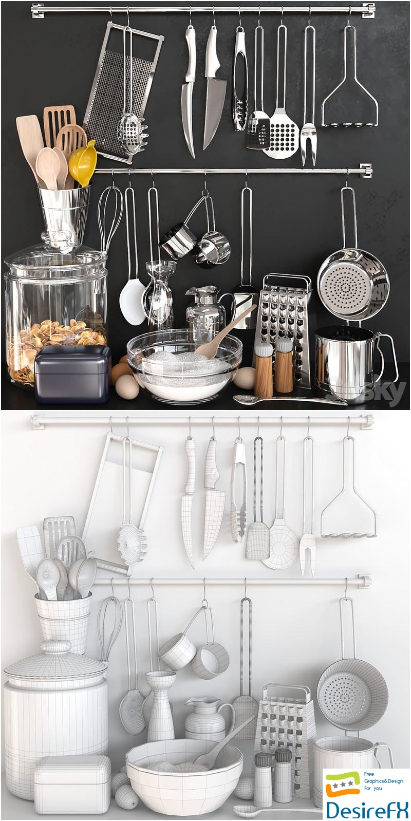 Accessories and kitchen utensils 7 3D Model